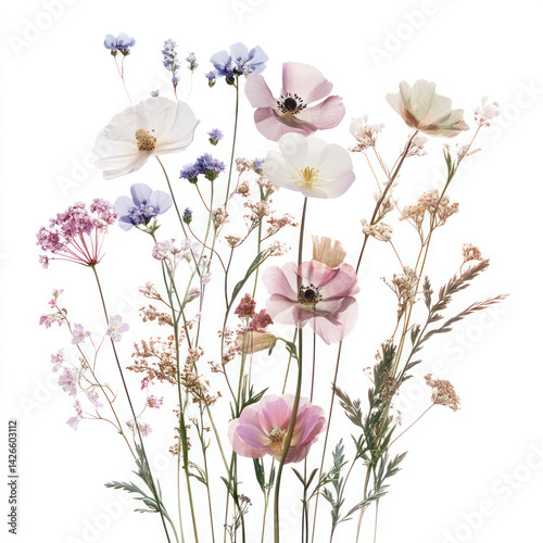 pink flowers on white background