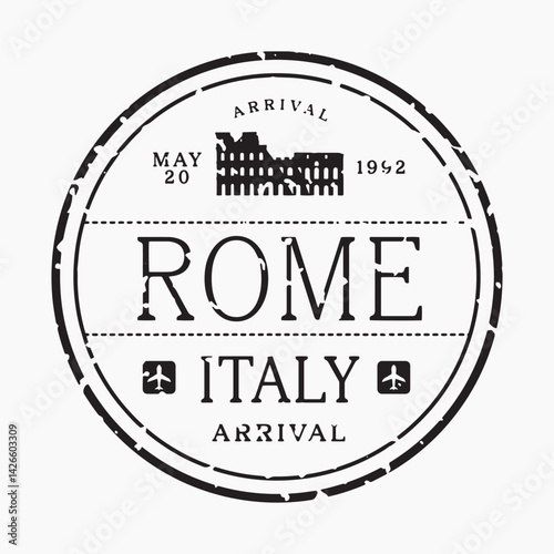 Vintage Rome travel stamp design, element vector