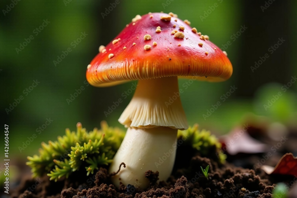 Fototapeta premium Close-up shot of a single boletus mushroom showcasing its unique shape and colors, natural, close-up, organic