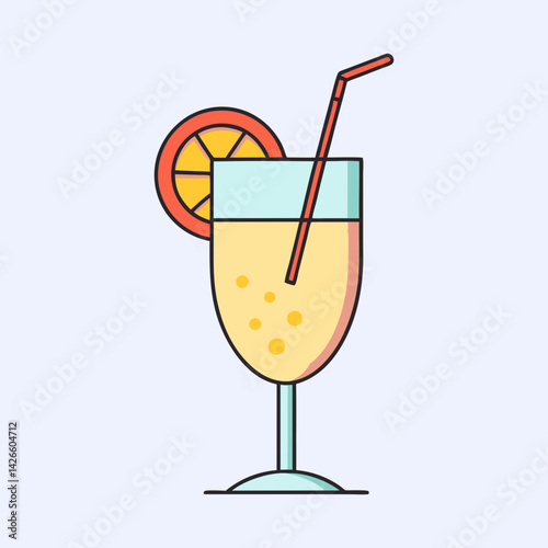 Refreshing Orange Juice Cocktail in a Glass with Straw and Orange Slice Garnish Summer Drink Beverage