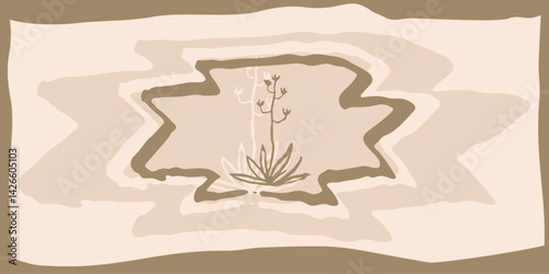 agave yucca plant flower illustration logo template vintage boho folk brush style