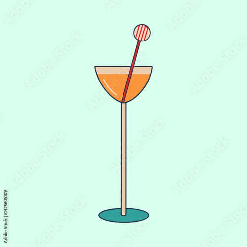 A refreshing orange cocktail in a tall glass with a striped straw a summery beverage perfect for a hot day a vibrant illustration of a delicious drink