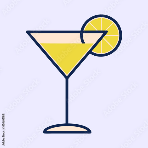 Free Download Refreshing Yellow Cocktail in a Martini Glass with Lemon Garnish A Summer Drink Icon - GFXLoad