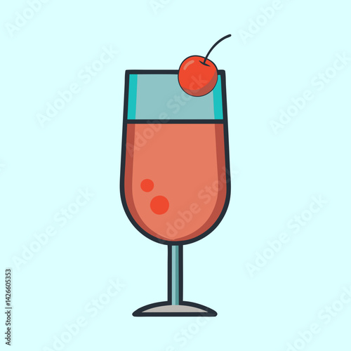 Elegant Cosmopolitan cocktail with cherry garnish isolated on a light background