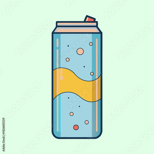 Stylized Soda Can Illustration with Retro Color Palette and Modern Design