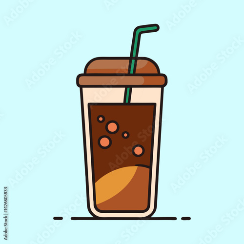 Refreshing Iced Coffee in Disposable Cup with Straw a Delicious Summer Drink