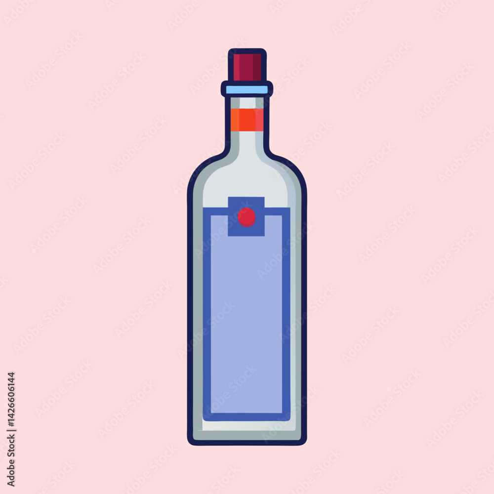 Stylized Generic Liquor Bottle with Clean Lines on a Pink Background Stylized Generic Liquor Bottle with Clean Lines on a Pink Background