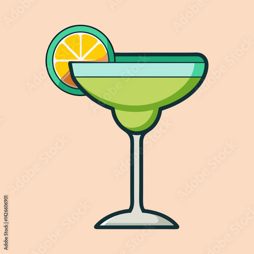 Refreshing Lime Margarita Cocktail Drink in a Glass with a Lime Wedge Garnish Summer Beverage