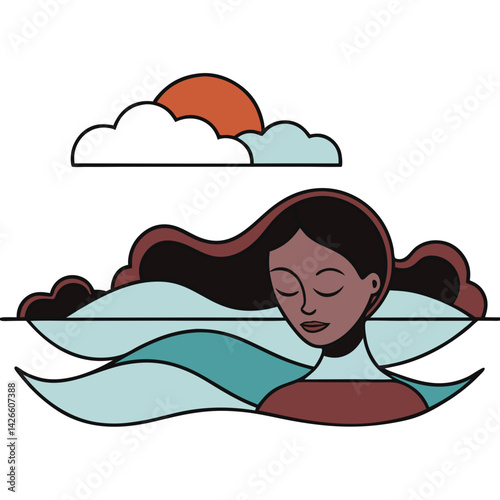 woman in the sea