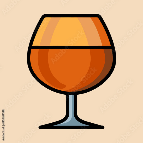 A Glass of Amber Liquid A Delightful Illustration of a Brandy Snifter Filled with Rich Brown Alcohol