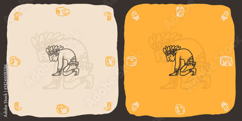 Maya Mayan Ancient illustration clipart rough vintage old style