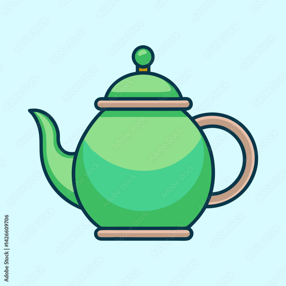 Obraz premium A Charming Green Teapot Illustration Perfect for Tea Time Designs and Culinary Websites