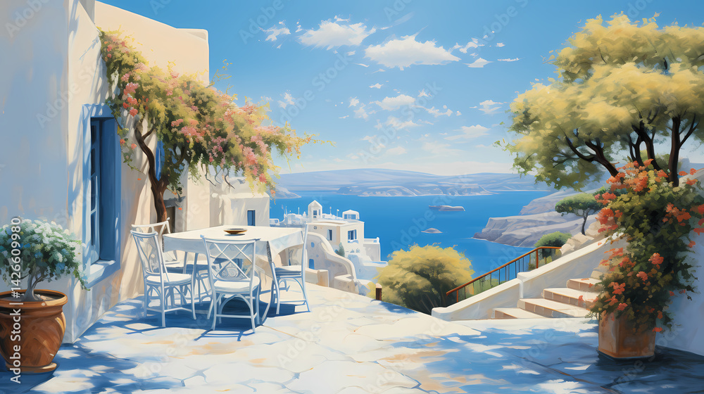 Fototapeta premium a moment of traditional village abstract decorative painting