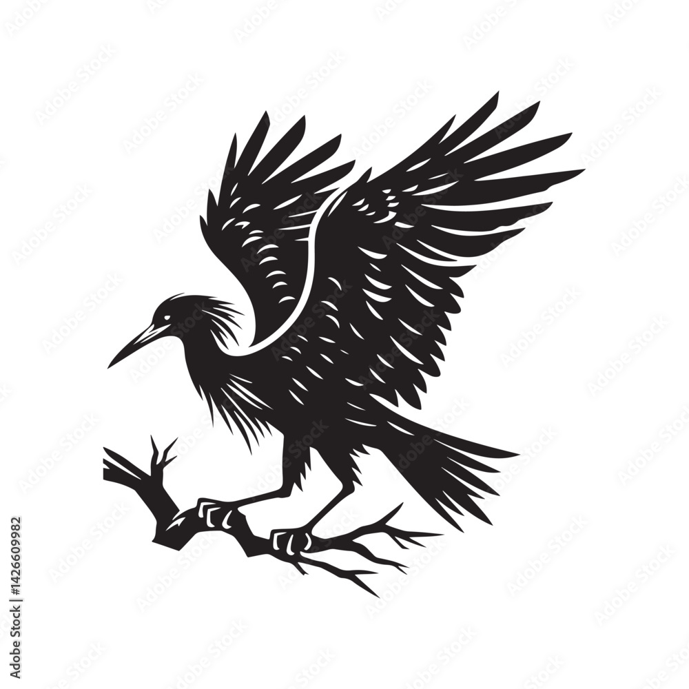 Naklejka premium Minimalist Black Kite Silhouette - Black Kite Vector - Black Kite Illustration - Black and White Black Kite Design.