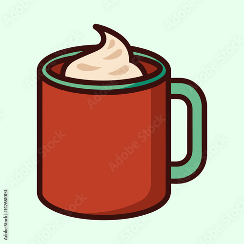 A Delicious Cup of Hot Chocolate with Whipped Cream Topping Winter Drink Beverage Mug