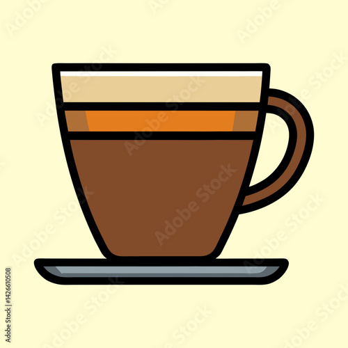 A Delicious Cup of Layered Coffee Drink on a Saucer