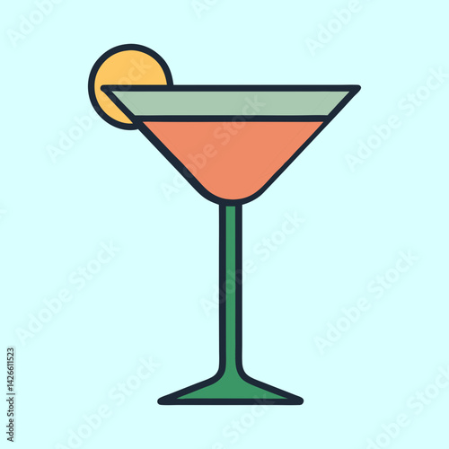 A refreshing summer cocktail in a martini glass garnished with a lemon wedge