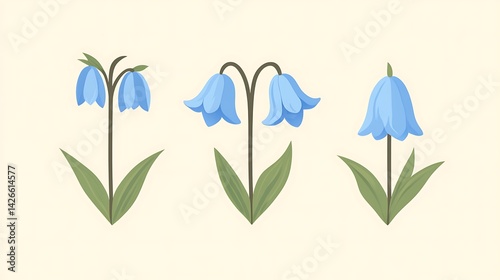 Bluebell Flowers with Spring Blooms.