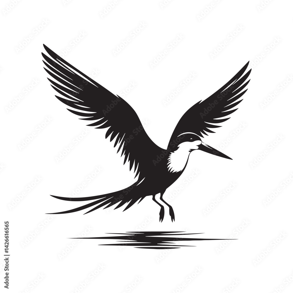 Fototapeta premium Black skimmer Silhouette - Black skimmer Art - Minimal Black skimmer Vector - Black skimmer illustration.