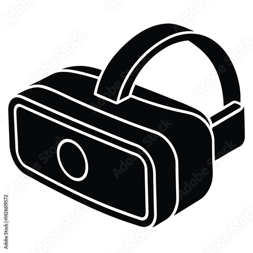 isolated Black vector vr headset for 3d walkthroughs WIith White Background
