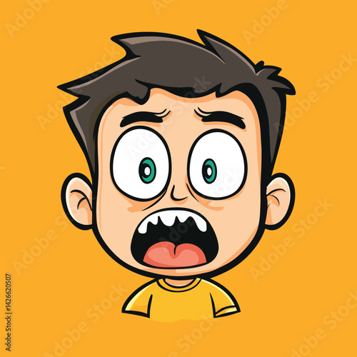 afraid man mascot cute cartoon no details solid background bright