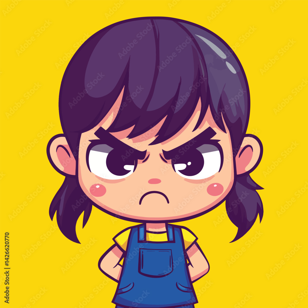 angry girl mascot cute cartoon no details solid background bright angry girl mascot cute cartoon no details solid background bright