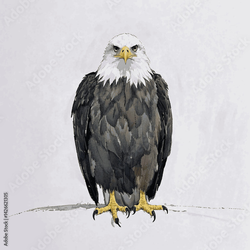 Feathered flow eagle isolated watercolor vector illustration svg 
