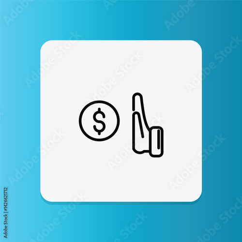 An icon showing a hand refusing a coin, symbolizing financial rejection, refusal of bribes, ethical finance, or declining payment.