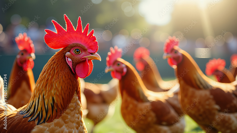 Fototapeta premium A hen with chicks throwing a sporting event themed party!