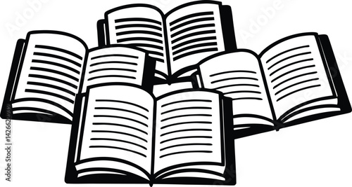 Book Line art silhouette vector set. academy  open book outline multipul style for your unique design.