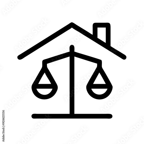 legal justice home icon for real estate law and property rights - flat stroke icon for apps and websites
