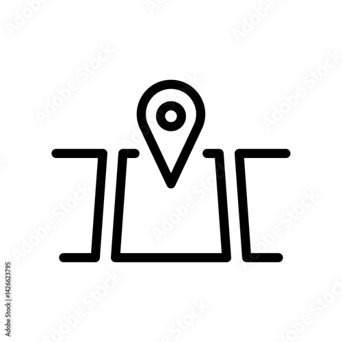 land plot location mapping icon for real estate and geographic navigation - flat stroke icon for apps and websites
