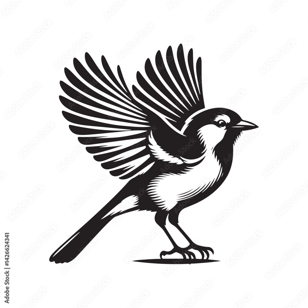 Obraz premium Minimalist Blue Jay Bird Silhouette - Vector of Blue jay bird - Blue jay Illustration - Blue jay black and white design.