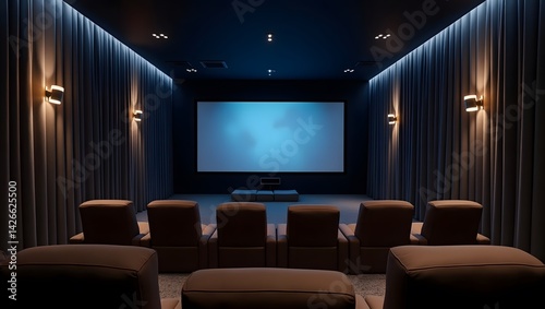 Obraz na płótnie Home theater with recliner seats and giant screen. w salonie
