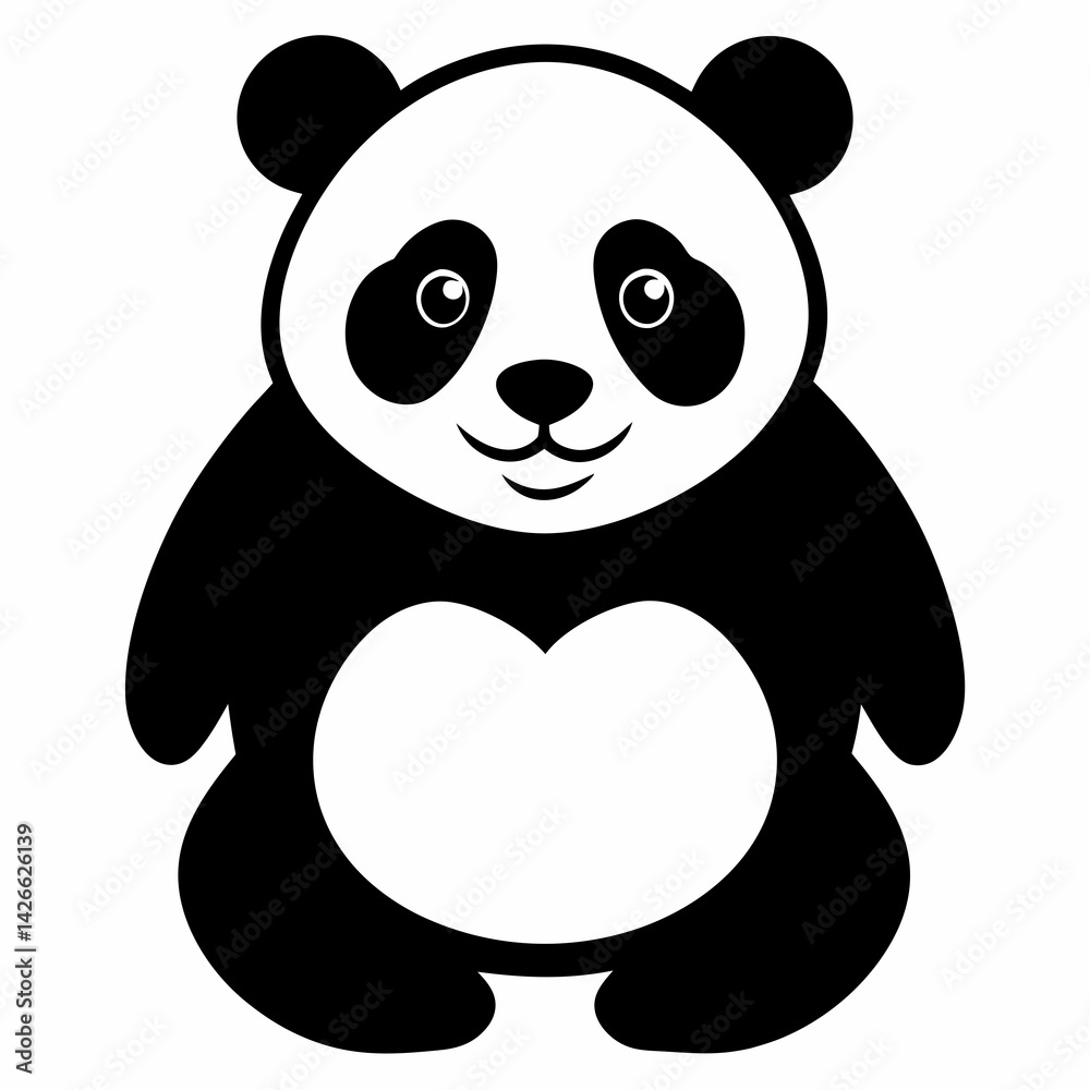 Fototapeta premium Minimalist Panda Silhouette Vector