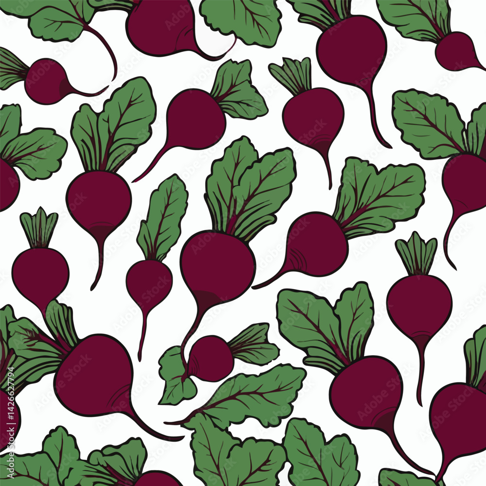 Fototapeta premium Beetroot Greens Seamless Pattern
