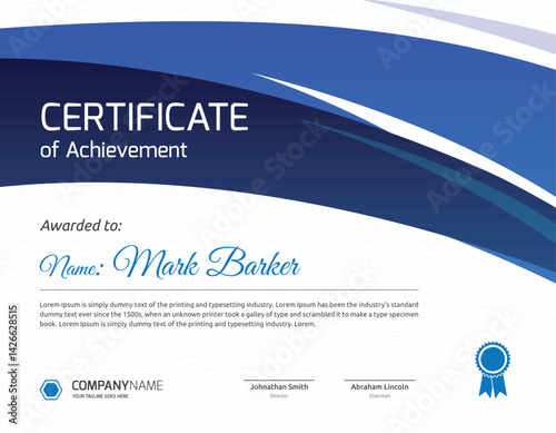 Certificate of Achievement: A beautifully designed certificate, capturing the essence of accomplishment. Awarding individuals for their outstanding achievements and celebrating success. 