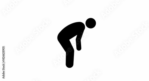 Person Bending Over Pictogram Showing Exhaustion or Tiredness