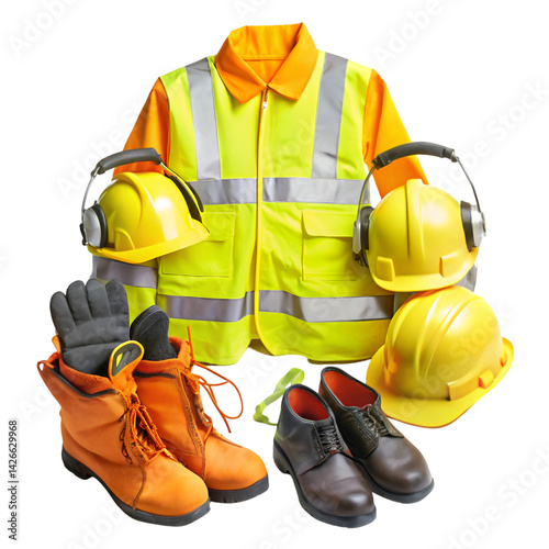 Safety clothing equipment isolated on white background photo