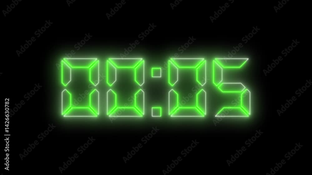 10 Sec Countdown Timer Animation Digital Stopwatch Green