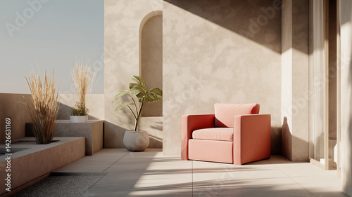 Punto de Color: Sofá Vibrante en Espacio Minimalista