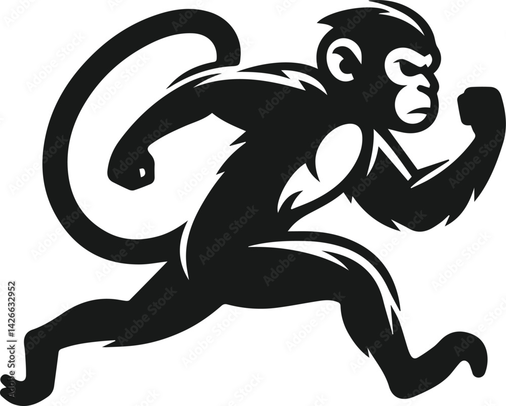 Fototapeta premium Silhouette of a running monkey vector