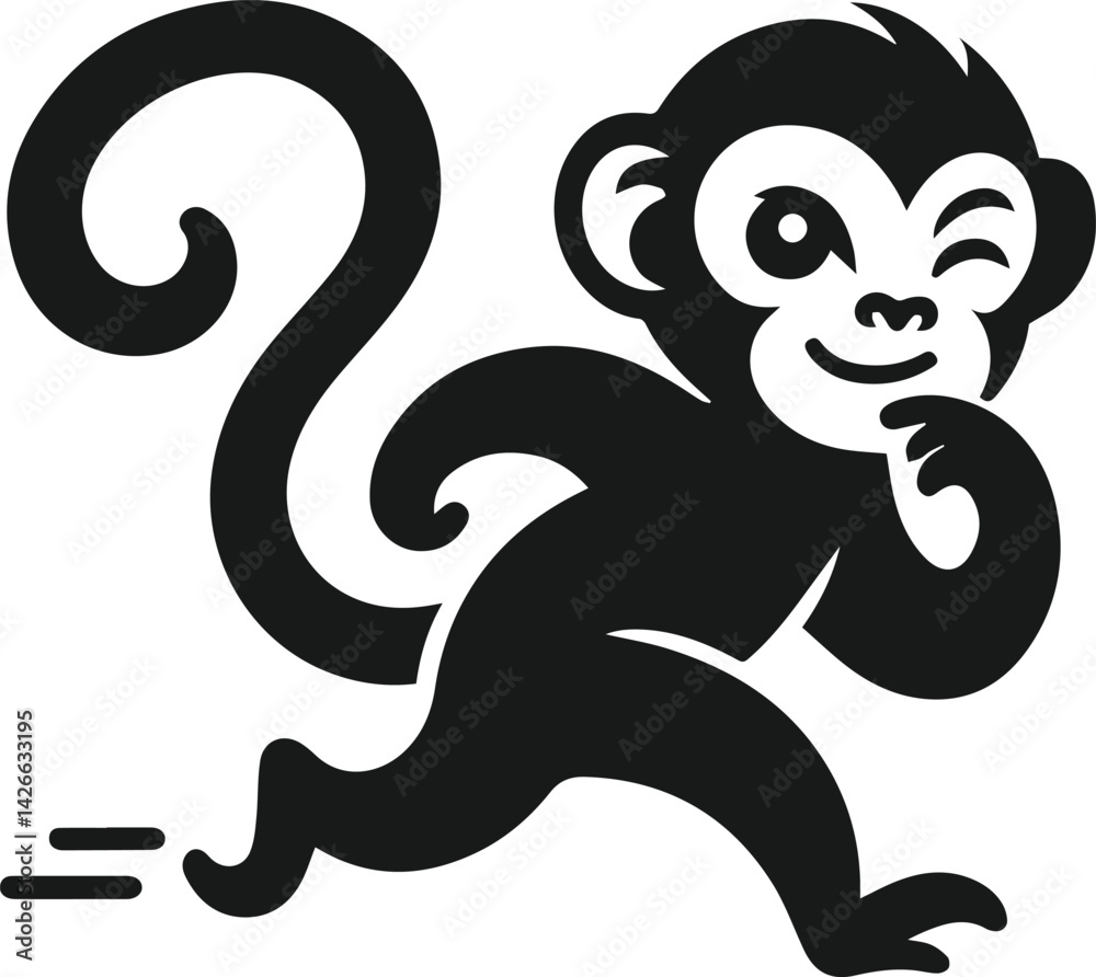 Fototapeta premium Silhouette of a running monkey vector