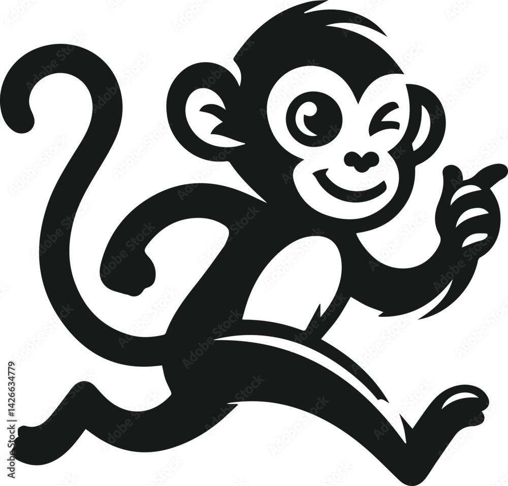Fototapeta premium Silhouette of a running monkey vector