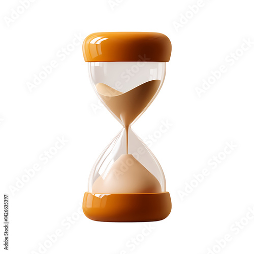 3D Render of an Orange Hourglass with Sand Slowly Dripping