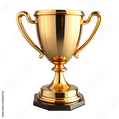 Golden cup trophy isolated on white background photo