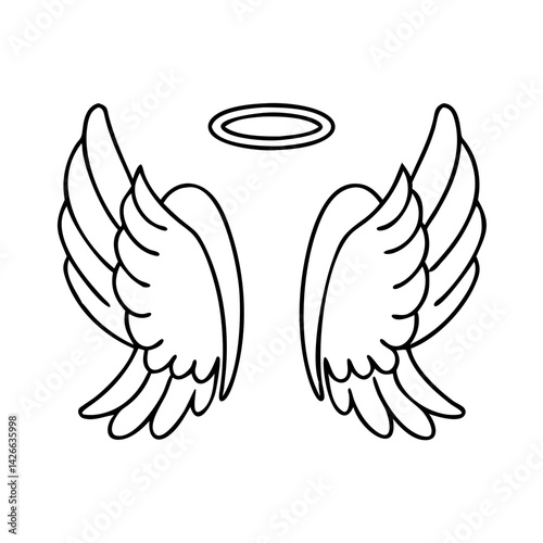 angel wings and halo icon, angel wings and halo vector illustration-simple illustration of angel wings and halo, perfect for angel wings and halo logos and icons