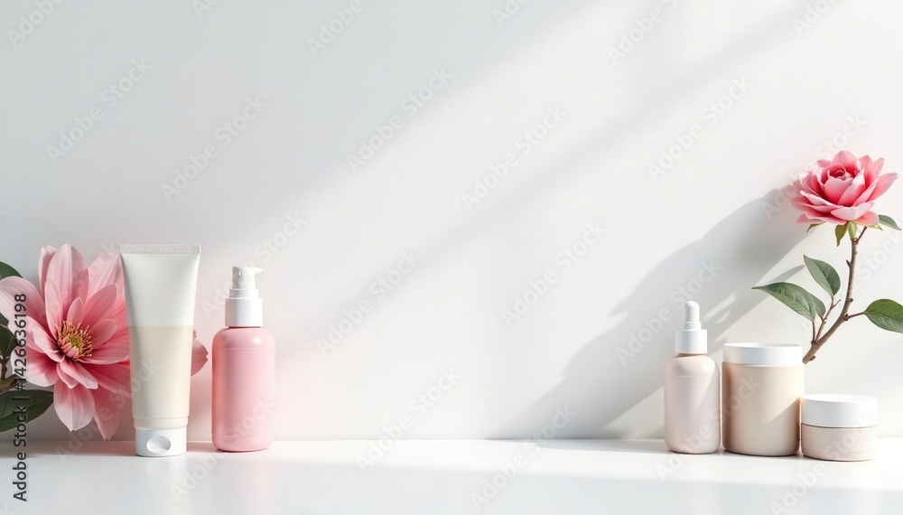 Empty white surface ideal for cosmetic displays, pure, light, advertising Empty white surface ideal for cosmetic displays, pure, light, advertising