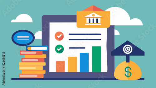 A moment frozen in time displaying the current balance of a college savings account on a statement.. Vector illustration