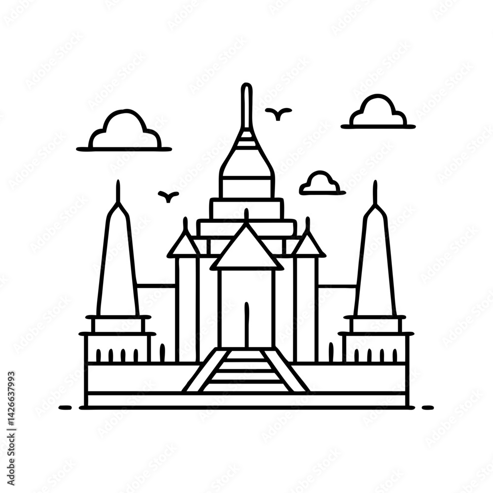 Obraz premium bangkok icon, bangkok vector illustration-simple illustration of bangkok, perfect for bangkok logos and icons